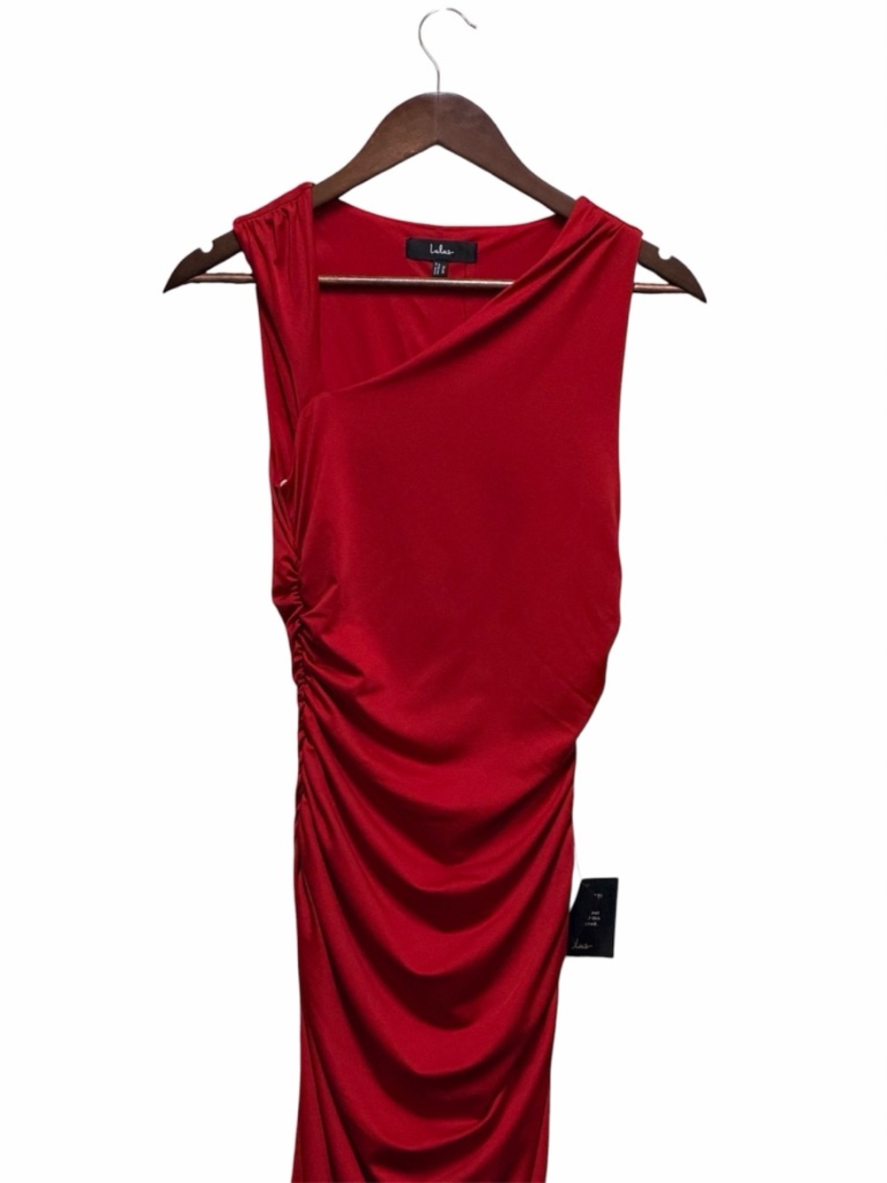 Lulu's Red One-Shoulder Ruched Maxi Dress - Picture 8 of 11